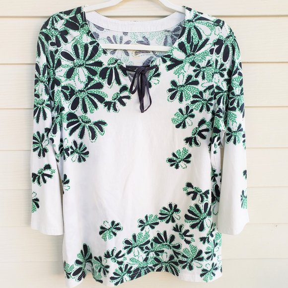 Tops - Pendleton 3/4 Sleeve Cotton Floral Shirt